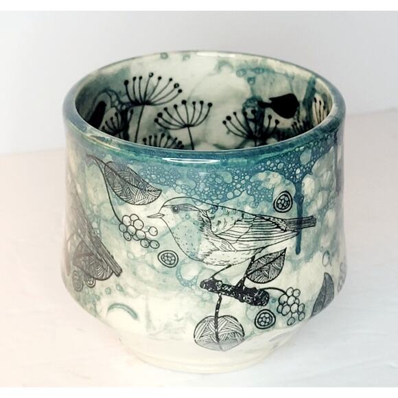 Artisan Pottery Chawan Style Cup Decorated In & Out Signed MPK - Picture 2 of 9